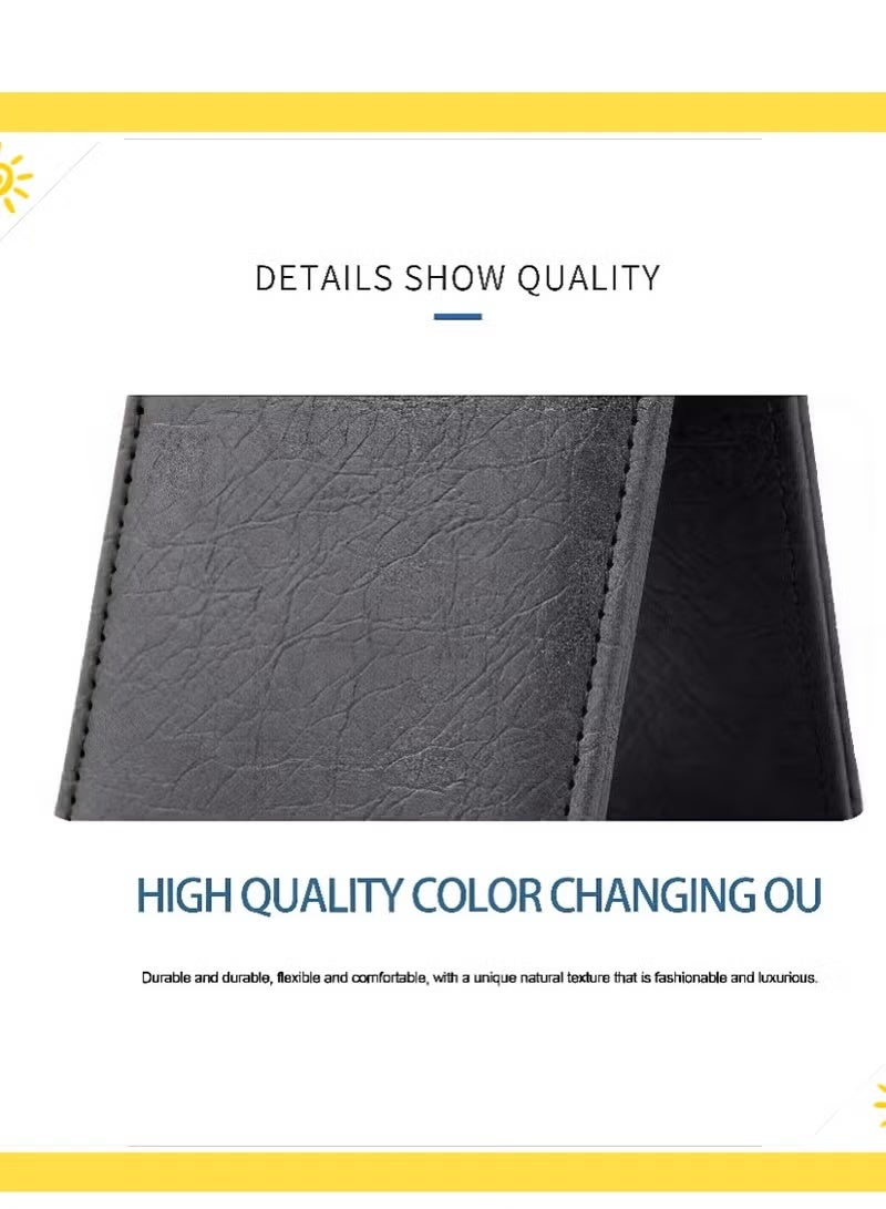 ID Card Bag Leather, Folding PU Card Bag Telescopic Rope, High-quality Color-Changing PU, Multi-socket ID Card Holder Leather Large Capacity, Work Card Employee Badge Cover, Light Luxury High-end Feeling, Can Accommodate Multiple Bank Cards, ID Cards, Business Cards, Subway Cards, Etc. - Image 4