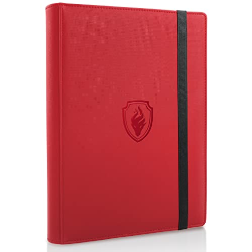 Fabmaker Trading Card Binder 9 Pocket, Fabmaker PU Cover Card Collection Binder for 360 Cards, Premium Card Book, Sturdy Card Holder Folders, Card Album for YuGiOh, MTG, TCG, Game Cards & Sports Cards, Red - Image 1
