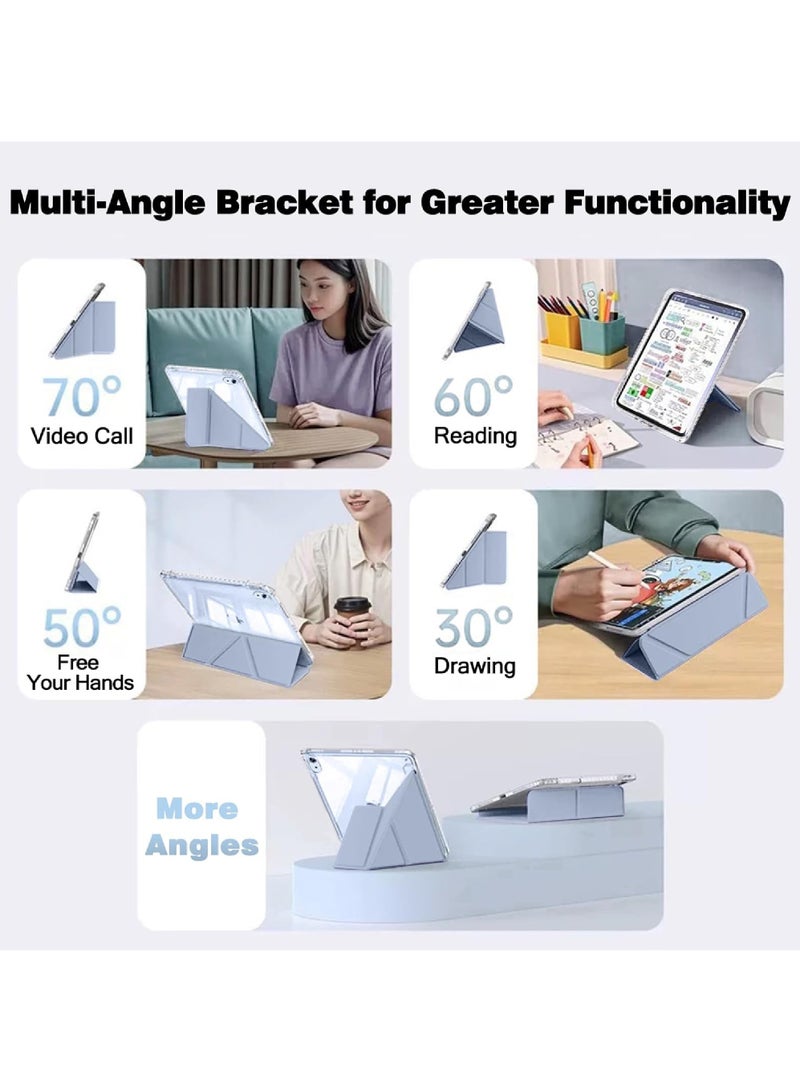 Rock Pow Case for iPad (A16) 11th Generation 11 Inch 2025, iPad 10th Generation 10.9 inch 2022 with Pencil Holder, 6-in-1 Multiple Viewing Angles Y-Shaped Stand, Transparent Back Cover - Image 5