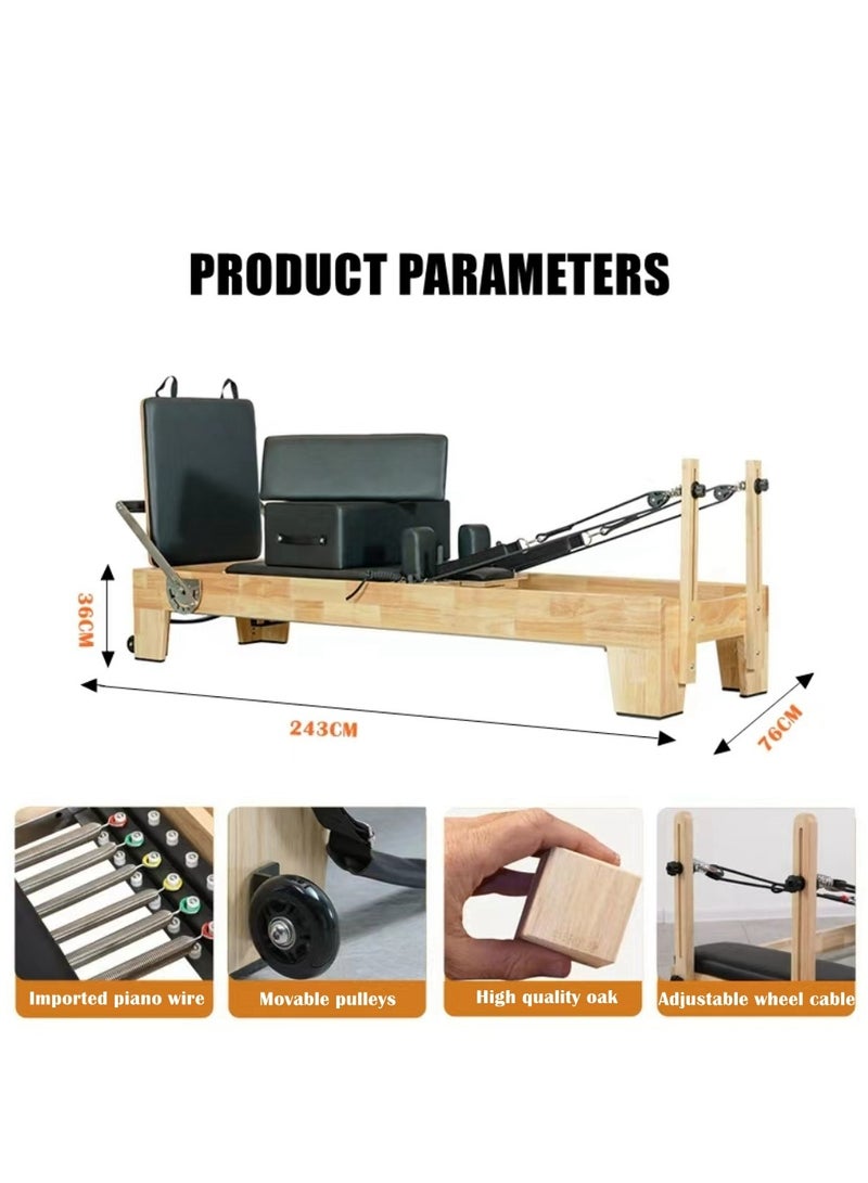 Pilates Reformer Pilates Multifunctional Yoga Bed Pilates Core Bed Fitness Equipment Pilates Training Bed Strength Adjustment Solid Wood - Image 5