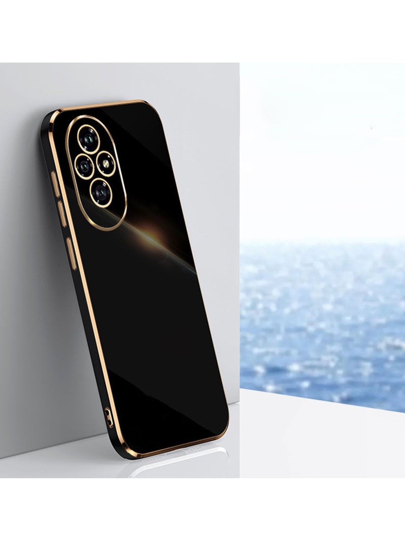 for Honor 200 Pro 5G Case, Plating Soft Back Cover, Raised Full Camera Protection, Slim Thin TPU Mobile Phone Case for Honor 200 Pro 5G, Black - Image 1