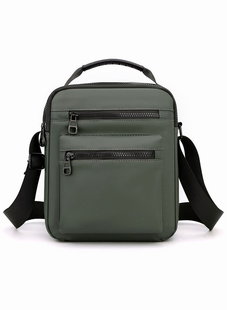 Minimalist Wear-Resistant Oxford Crossbody/Shoulder Bag with Adjustable Strap and Top Handle Multi-layer Functional New Trends Fashion Handbag for Men Green - Image 1