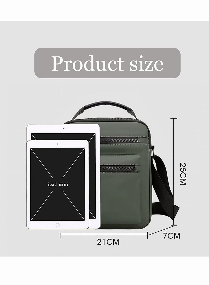 Minimalist Wear-Resistant Oxford Crossbody/Shoulder Bag with Adjustable Strap and Top Handle Multi-layer Functional New Trends Fashion Handbag for Men Green - Image 5
