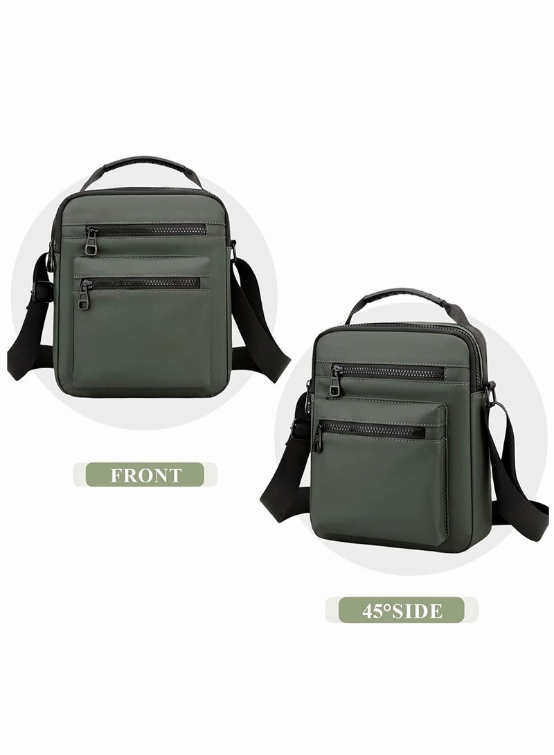 Minimalist Wear-Resistant Oxford Crossbody/Shoulder Bag with Adjustable Strap and Top Handle Multi-layer Functional New Trends Fashion Handbag for Men Green - Image 2