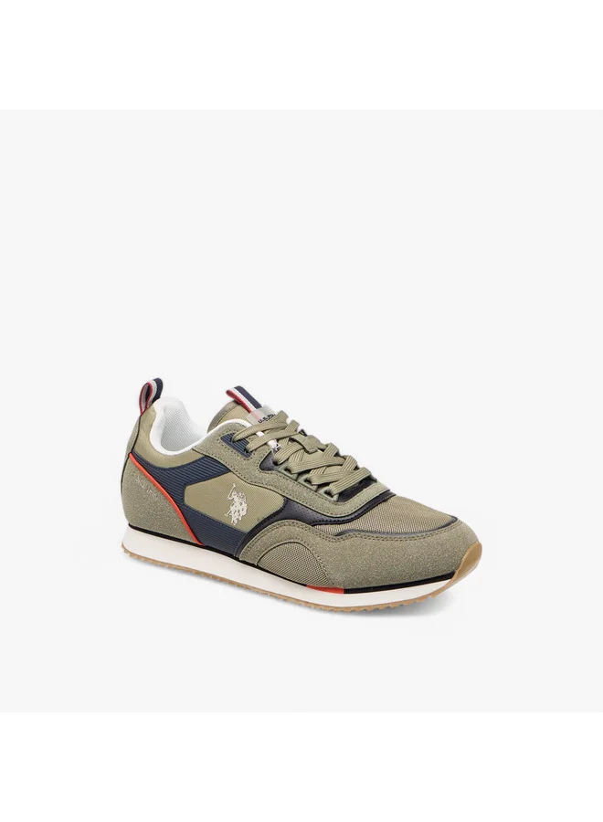 يو اس بولو اسن Men's Logo Detail Sneakers with Lace-Up Closure