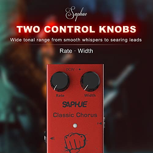 SAPHUE Classic Chorus Guitar Effects Pedal Rate/Width Knob High Low Frequency Effect Pedals with Steel Metal Shell Mini Single Type Dc 9V with True By - Image 2