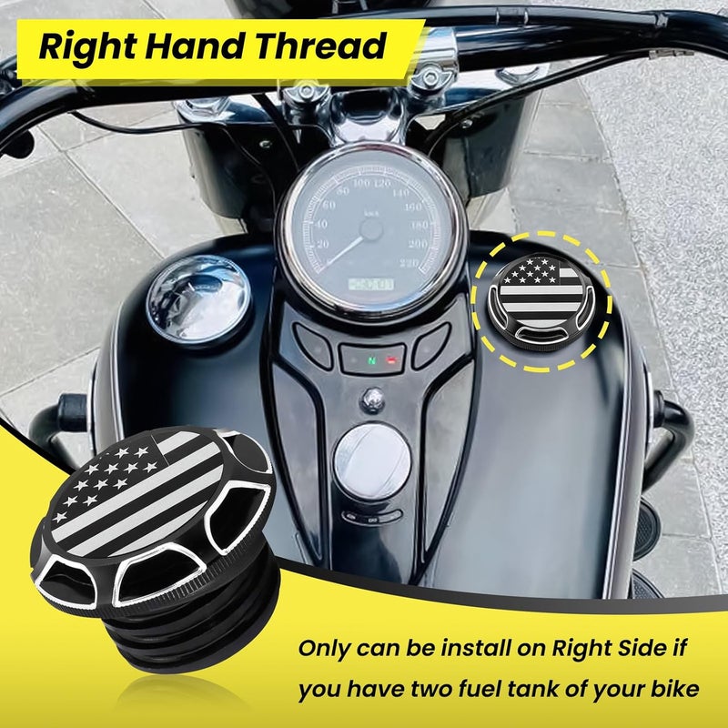 GUAIMI CNC Aluminum Fuel Gas Tank Oil Cap Compatible with Harley Sportster XL 1200 883 X48 Dyna (American Flag-Black) - Image 3