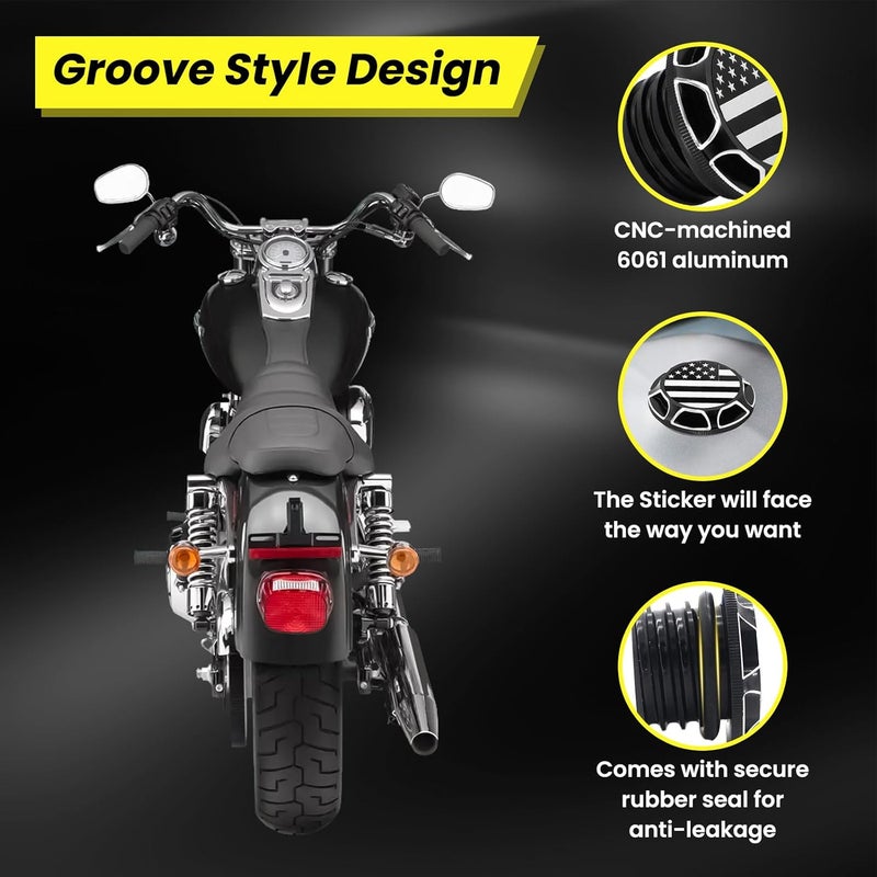 GUAIMI CNC Aluminum Fuel Gas Tank Oil Cap Compatible with Harley Sportster XL 1200 883 X48 Dyna (American Flag-Black) - Image 5