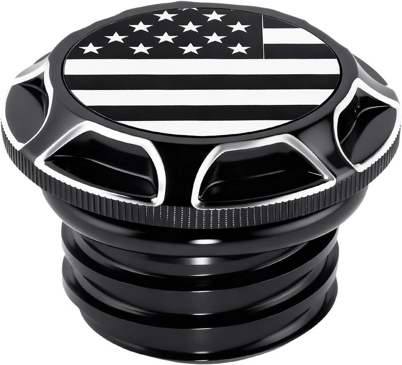 GUAIMI CNC Aluminum Fuel Gas Tank Oil Cap Compatible with Harley Sportster XL 1200 883 X48 Dyna (American Flag-Black) - Image 1