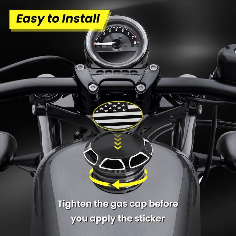 GUAIMI CNC Aluminum Fuel Gas Tank Oil Cap Compatible with Harley Sportster XL 1200 883 X48 Dyna (American Flag-Black) - Image 4