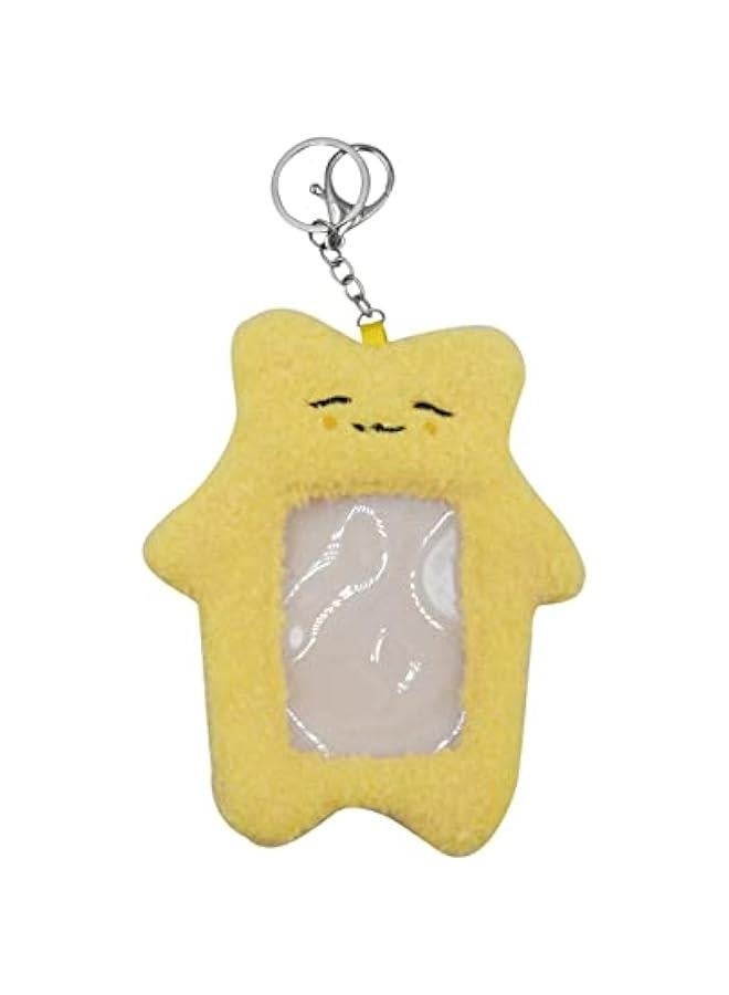 Generic Cute Plush Photocard Holder Kpop Credit ID Bank Card Bus Card Protective Case Photo Sleeves with Keychain,Yellow Cat 2#  - Image 1