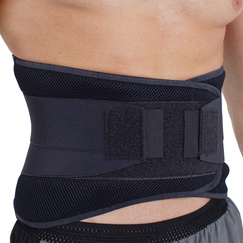 NeoTech Care Adjustable Compression Wide Back Brace Lumbar Support Belt (Charcoal, Size L) - Image 1
