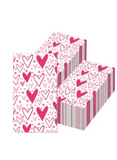 ThePartyPopper Pink Heart 20 Pcs Valentine's Day Paper Napkin 12.9x15.7 Inch  - Image 1