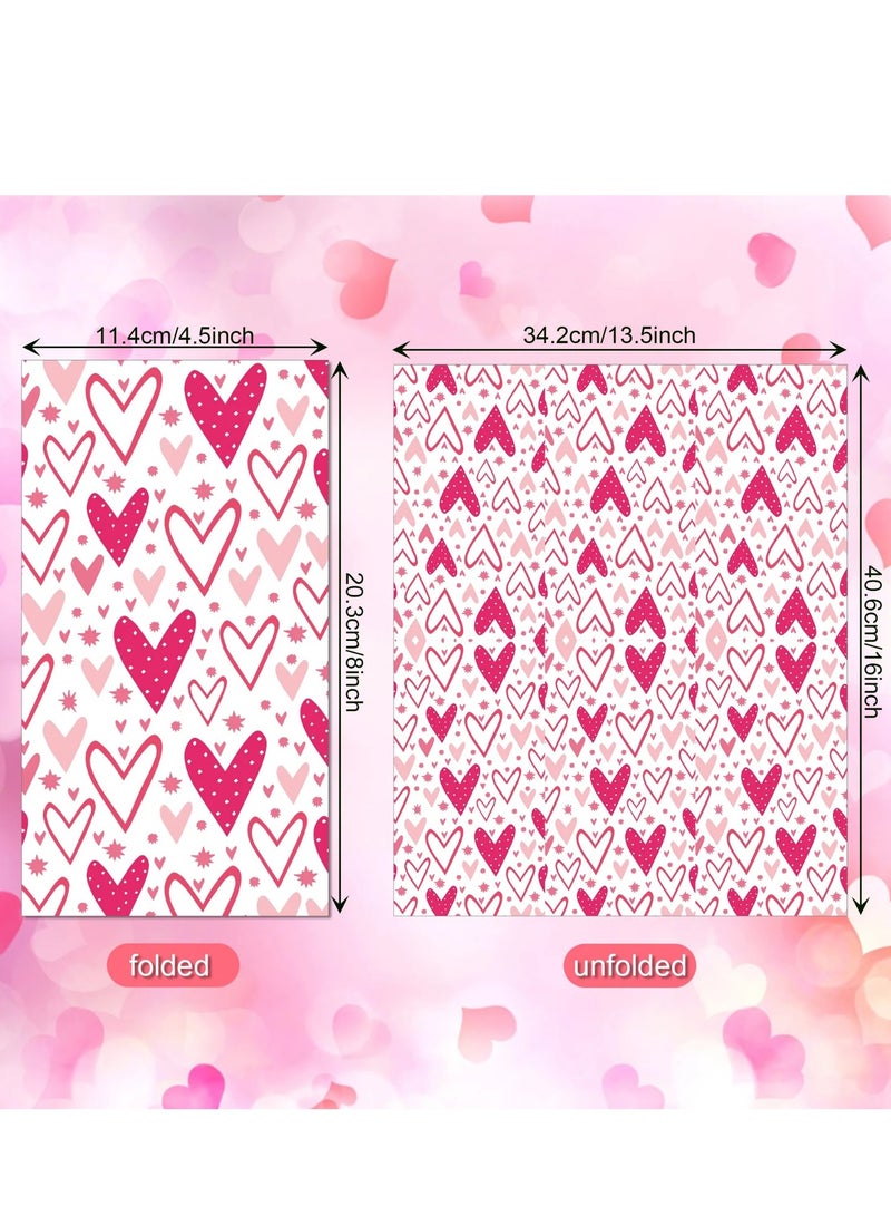 ذا بارتي بوبير قلب وردي 20 قطعة مناديل ورقية ليوم عيد الحب 12.9x15.7 بوصة - Image 2