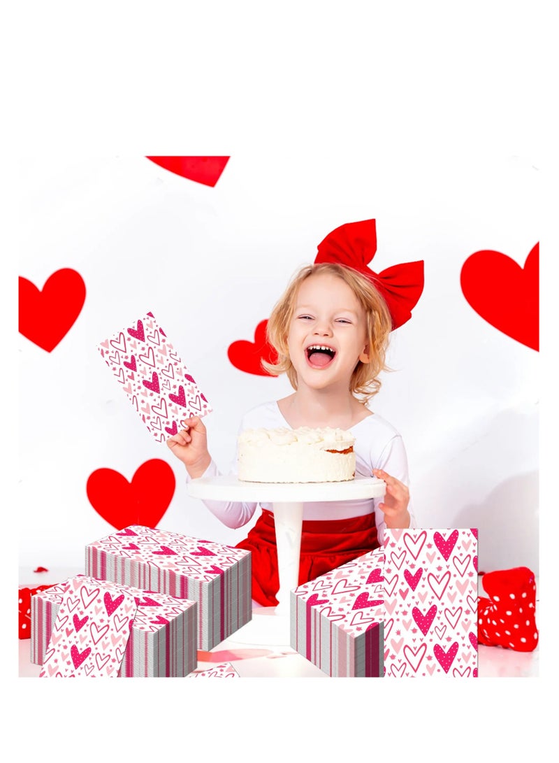 ذا بارتي بوبير قلب وردي 20 قطعة مناديل ورقية ليوم عيد الحب 12.9x15.7 بوصة - Image 4