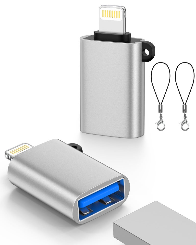 Haoano Lightning Male to USB Female Adapter, USB to iPhone OTG Dongle Adapter, 2-Pack USB3.0 Camera Adaptor OTG Cable for iPhone 14/13/12/11/Xr/X/XS/8/7/iPad for Camera/Card Reader/Flash Drive/Mouse/Keyboard - Image 1