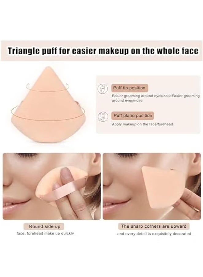 حكمة بيوتي إسفنجة وبودرة مكياج مثلثة للوجه، عبوتان، إسفنجة وبودرة مكياج مثلثة، اسفنجة مزج المكياج ومجموعة كريم الأساس (بيج) - Image 4