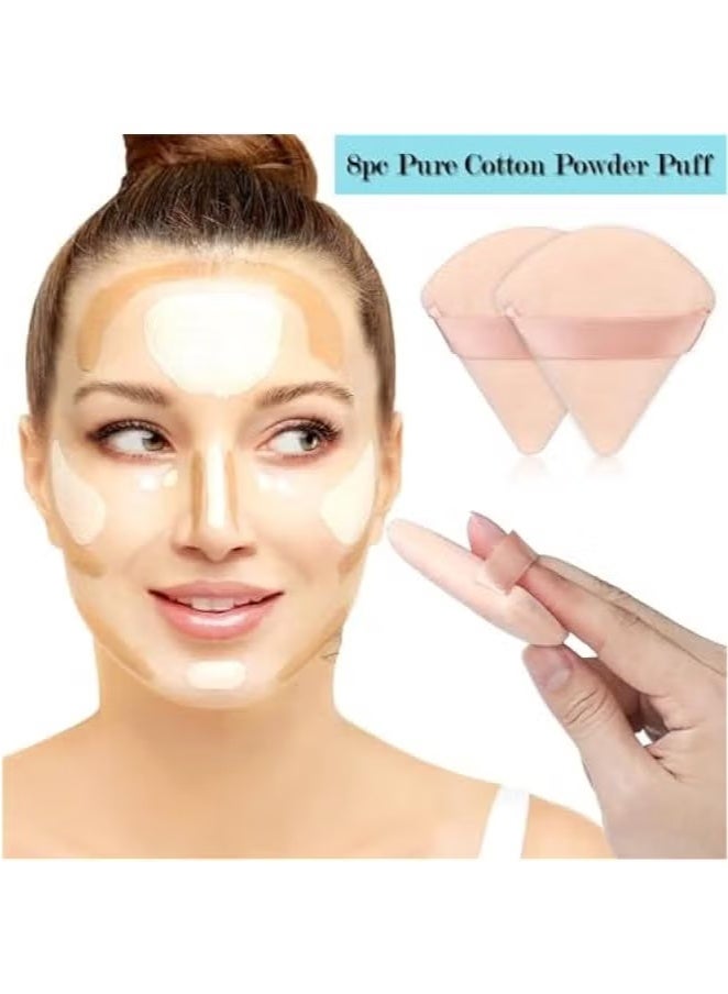 حكمة بيوتي إسفنجة وبودرة مكياج مثلثة للوجه، عبوتان، إسفنجة وبودرة مكياج مثلثة، اسفنجة مزج المكياج ومجموعة كريم الأساس (بيج) - Image 5