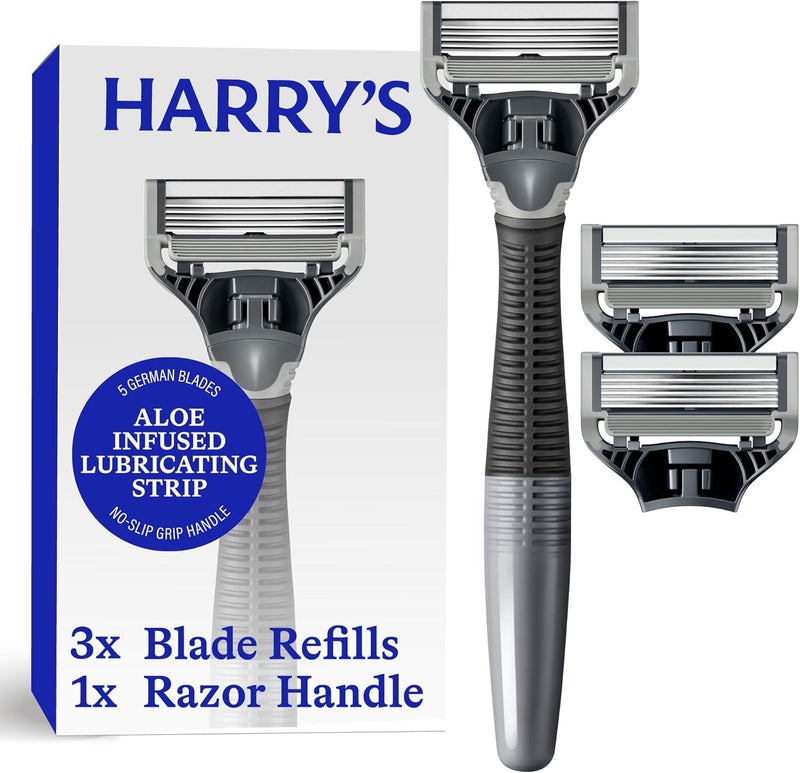 Harry's Shaving Kit for Men - Razor Handle and 3 Razor Blade Refill Cartridges - Charcoal - Image 1