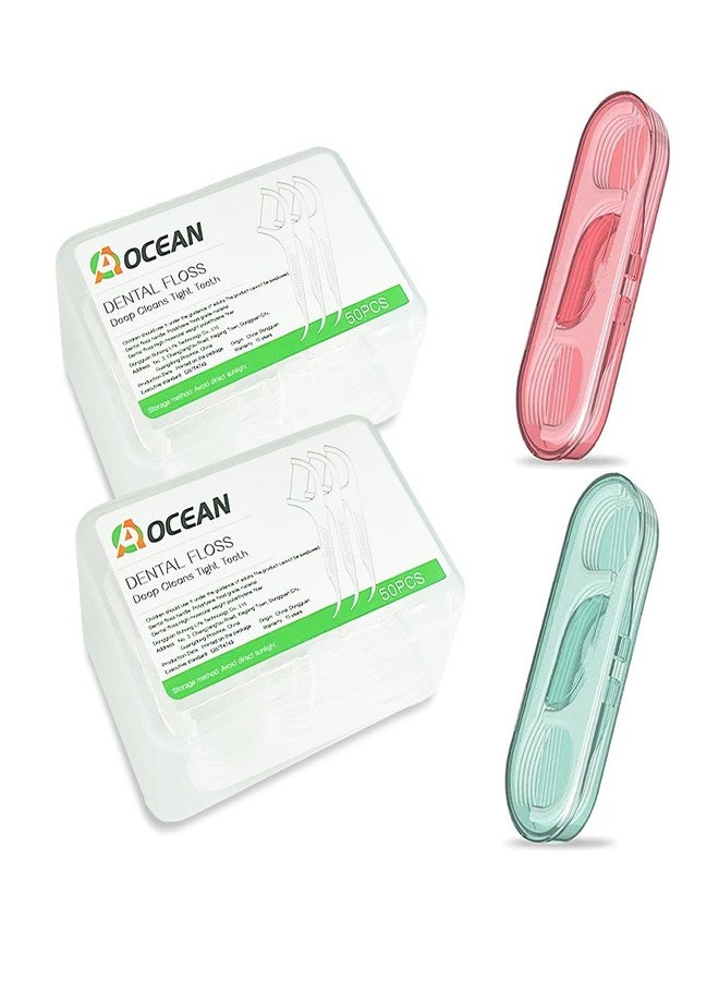 AOCEAN أعواد تنظيف الأسنان من AOCEAN - خيط تنظيف الأسنان للسفر مع أعواد الأسنان - أدوات تنظيف الأسنان الاحترافية مع علبتين وحافظتين - مثالية للعائلات والفنادق والسفر الشاق (120 قطعة) - Image 1