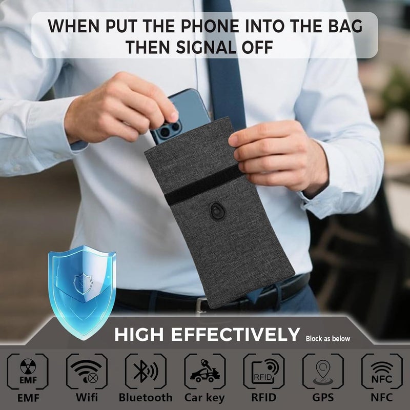 8.5 X 4.7 Inch Faraday Bag 2PACK Signal Blocking Case RFID Blocking Pouch for Phones Privacy Protection - Image 2