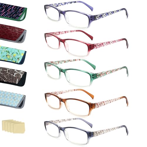 LANLANG 5Pack Reading Glasses for Women Blue Light Blocking Eyeglasses with Spring Hinge 5 fashion colors Anti Eyestrain 000 diopters - Image 2