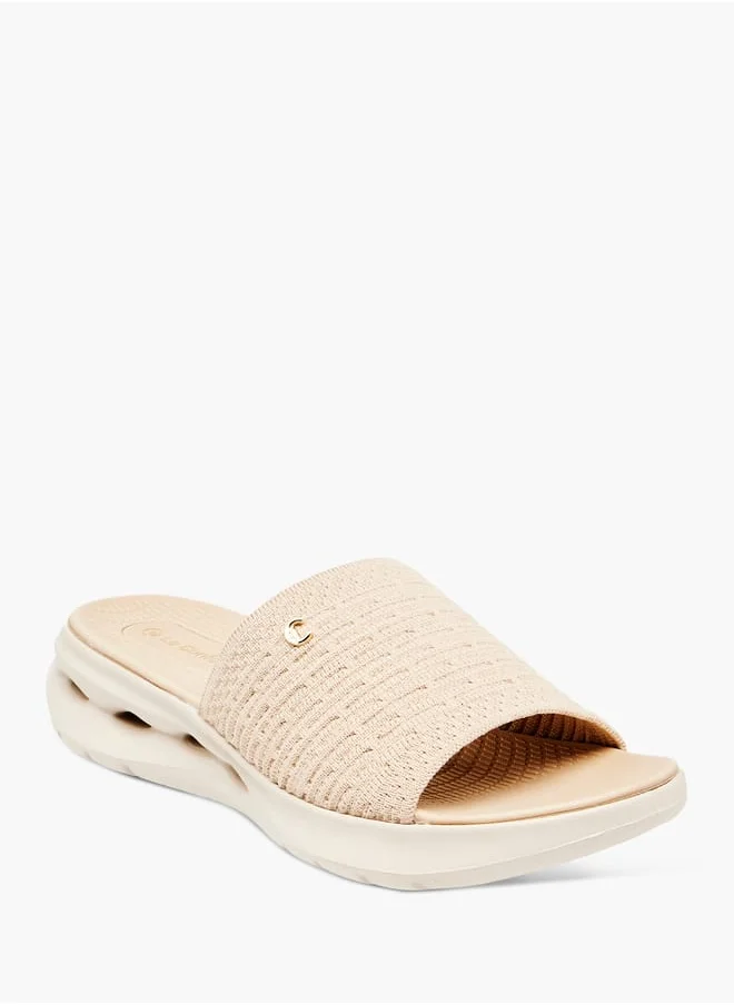 لو كونفورت Womens Textured Slide Sandals With Slip-On Closure