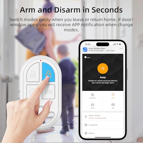CPVAN Home Alarm System with PIR Motion Sensor, WiFi Wireless DIY Smart Door/Window Alarm for Home Security with Phone APP Alert 9 Pieces-Kit (Indoor PIR Alarm Host, 6 Door Sensors, 2 Remotes) - Image 2