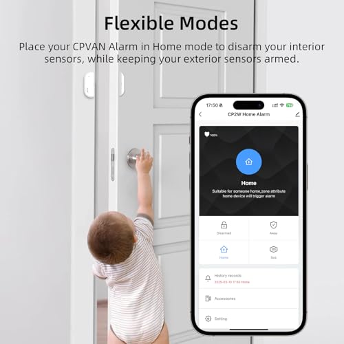 CPVAN Home Alarm System with PIR Motion Sensor, WiFi Wireless DIY Smart Door/Window Alarm for Home Security with Phone APP Alert 9 Pieces-Kit (Indoor PIR Alarm Host, 6 Door Sensors, 2 Remotes) - Image 5
