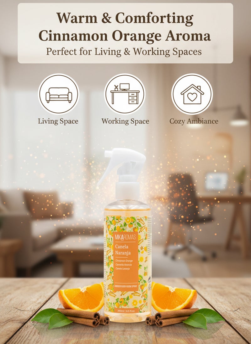 Mikaromas Room Spray - Cinnamon & Orange, 250ml | Long-Lasting Home & Office Air Freshener | Warm, Spicy & Citrus Aroma for Cozy, Inviting & Energizing Ambience - Image 5