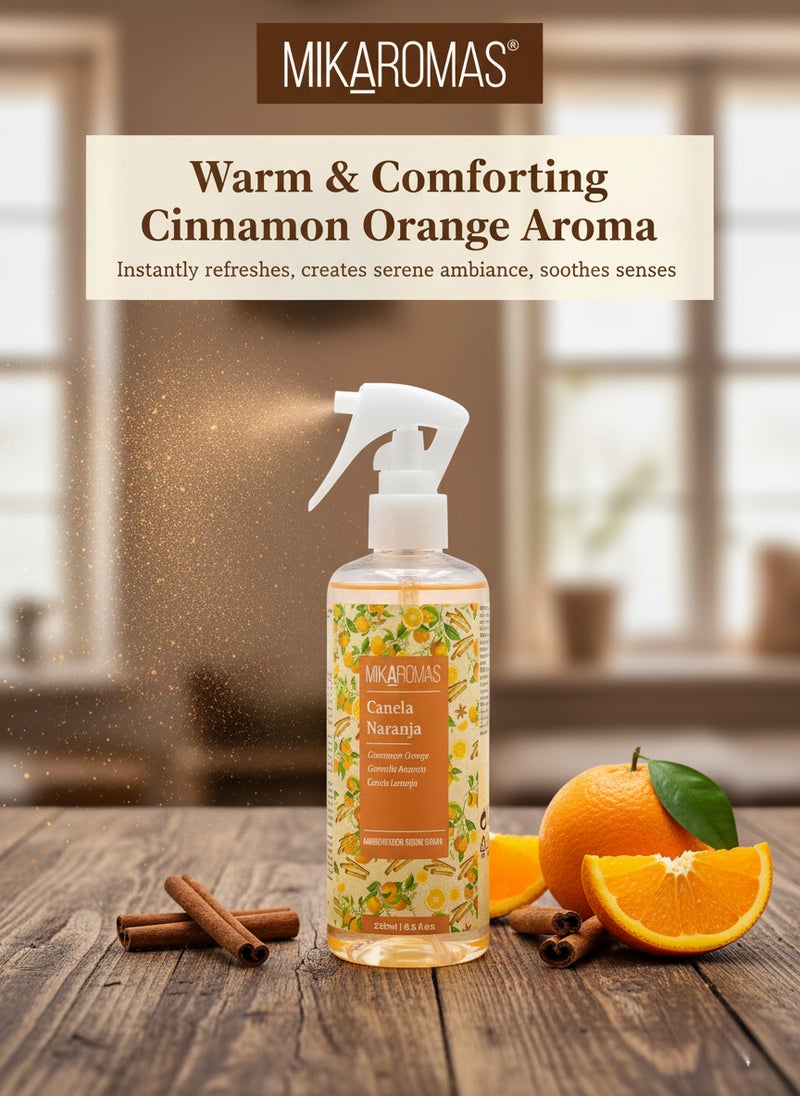 Mikaromas Room Spray - Cinnamon & Orange, 250ml | Long-Lasting Home & Office Air Freshener | Warm, Spicy & Citrus Aroma for Cozy, Inviting & Energizing Ambience - Image 3