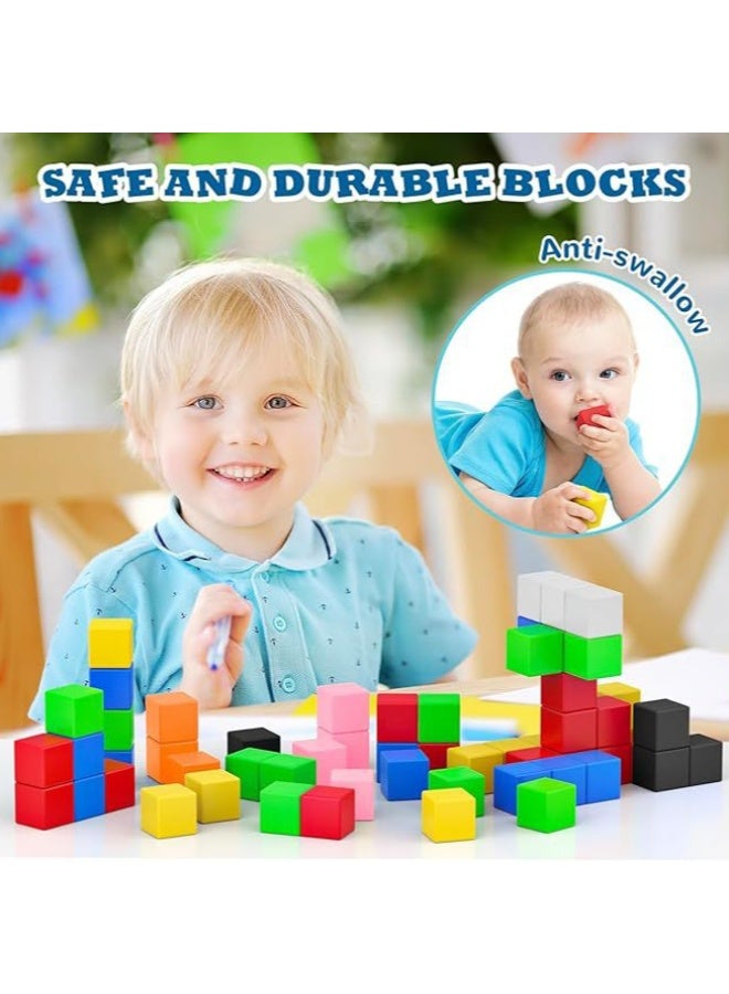 54 PCS Magnetic Building Blocks Set for Kids, Montessori STEM Educational Toy, DIY 3D Magnet Cubes for Toddlers, Stacking Sensory Rock  Large Construction Tiles, Safe ABS Smooth Edge, Strong Magnets, Brain Development  Hand-Eye Coordination Gift for Boys Girls Age 3+ - Image 3