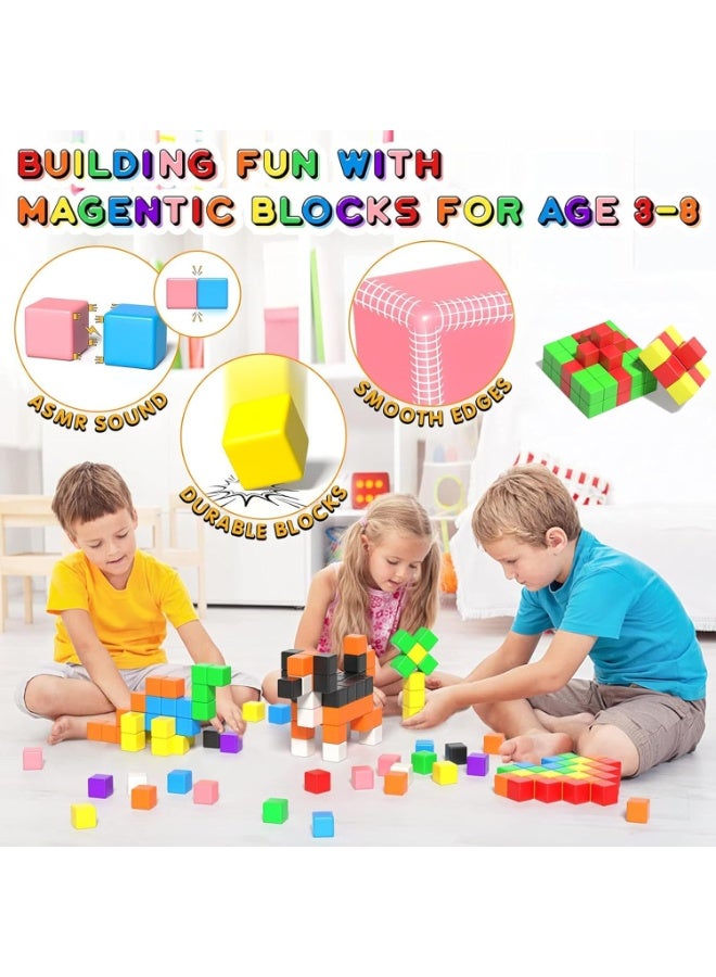 54 PCS Magnetic Building Blocks Set for Kids, Montessori STEM Educational Toy, DIY 3D Magnet Cubes for Toddlers, Stacking Sensory Rock  Large Construction Tiles, Safe ABS Smooth Edge, Strong Magnets, Brain Development  Hand-Eye Coordination Gift for Boys Girls Age 3+ - Image 1