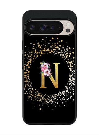 Custom Monogram Floral - N ( Black )
