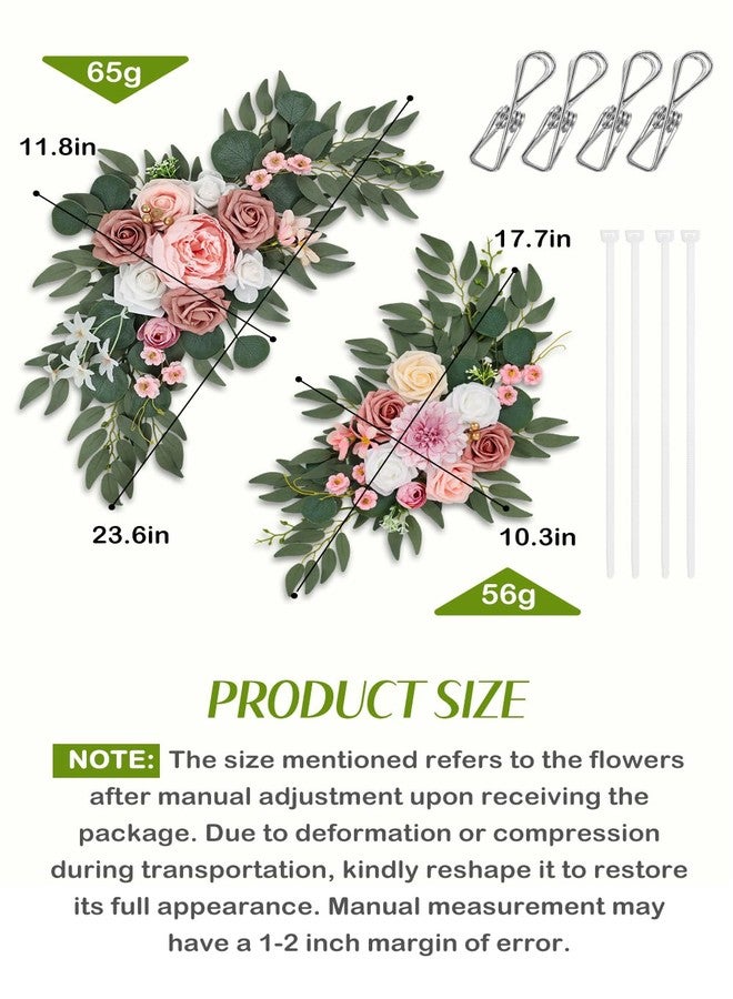 Qeedy Wedding Arch Flowers Set of 2, Artificial Flowers for Decoration for Wedding Ceremony Backdrop, Wedding Floral Arrangement for Arch, Wedding Welcome Signs, Reception Decor (Dusty Rose) - Image 2