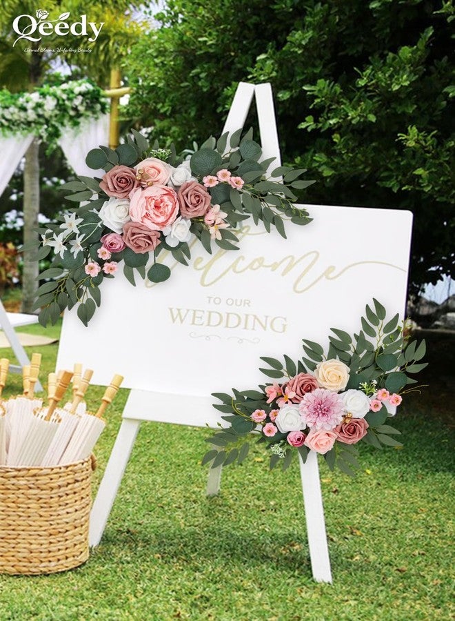Qeedy Wedding Arch Flowers Set of 2, Artificial Flowers for Decoration for Wedding Ceremony Backdrop, Wedding Floral Arrangement for Arch, Wedding Welcome Signs, Reception Decor (Dusty Rose) - Image 4