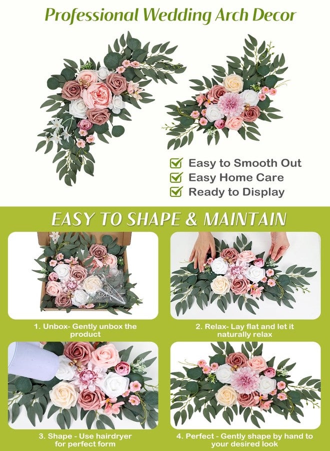 Qeedy Wedding Arch Flowers Set of 2, Artificial Flowers for Decoration for Wedding Ceremony Backdrop, Wedding Floral Arrangement for Arch, Wedding Welcome Signs, Reception Decor (Dusty Rose) - Image 3