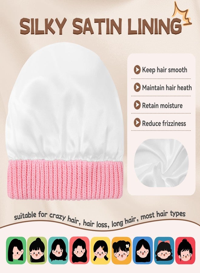 Zando Toddler Satin Lined Winter Hat Knitted Baby Beanie Silk Lined Infant Toddler Beanies Boys 2t-4t Baby Winter Hats for Boys Girls Warm Newborn Infant Winter Beanie Cap Pink 6-36 Months - Image 2