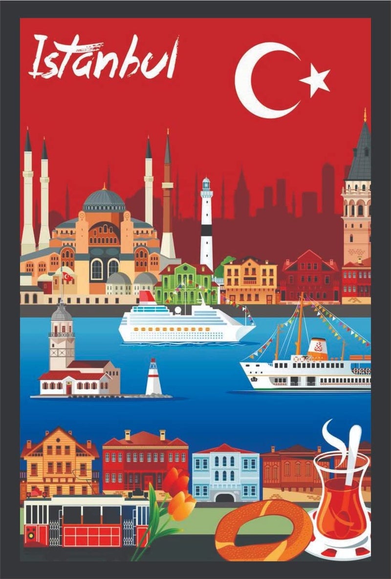 Skywalk Souvenir Istanbul Turkey Wooden Fridge Magnet (Multicolor) - Image 3