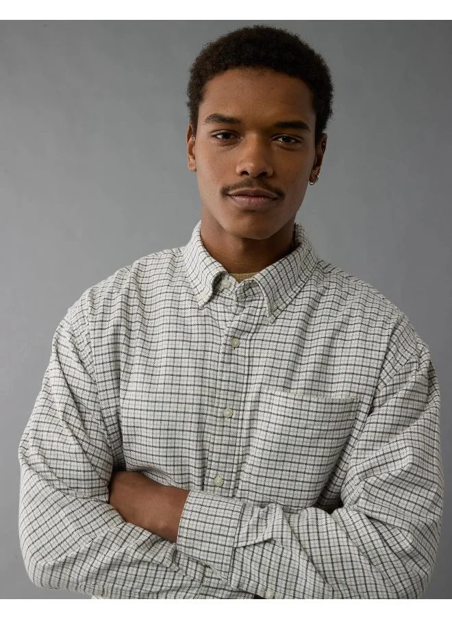 امريكان ايجل AE Everyday Plaid Flannel Button-Up Shirt