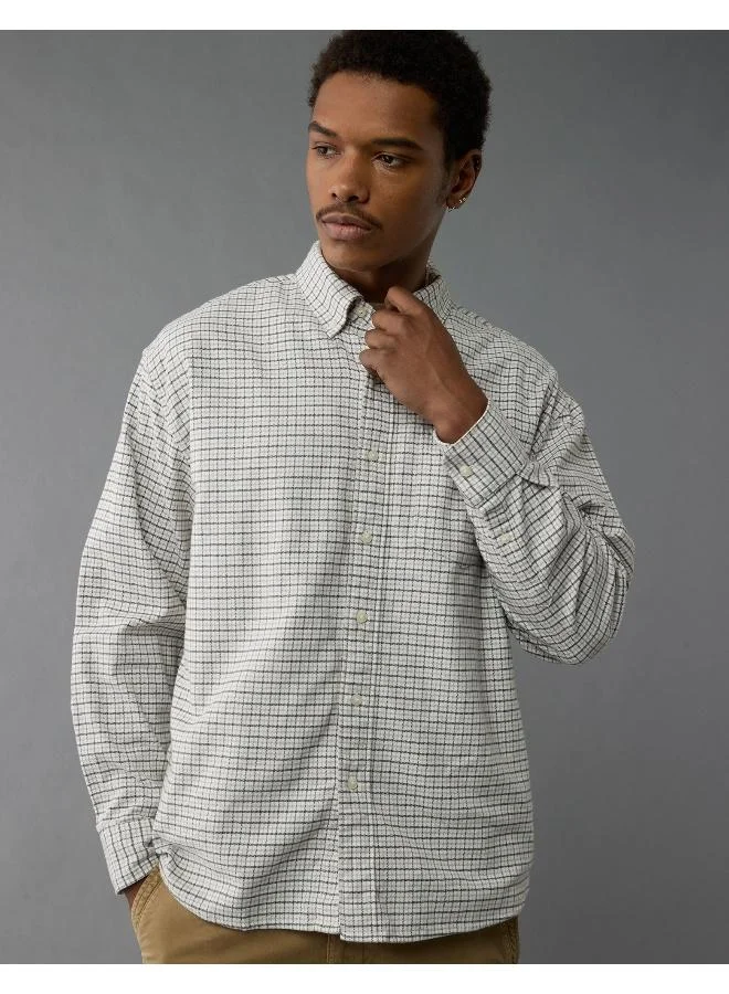 American Eagle AE Everyday Plaid Flannel Button-Up Shirt