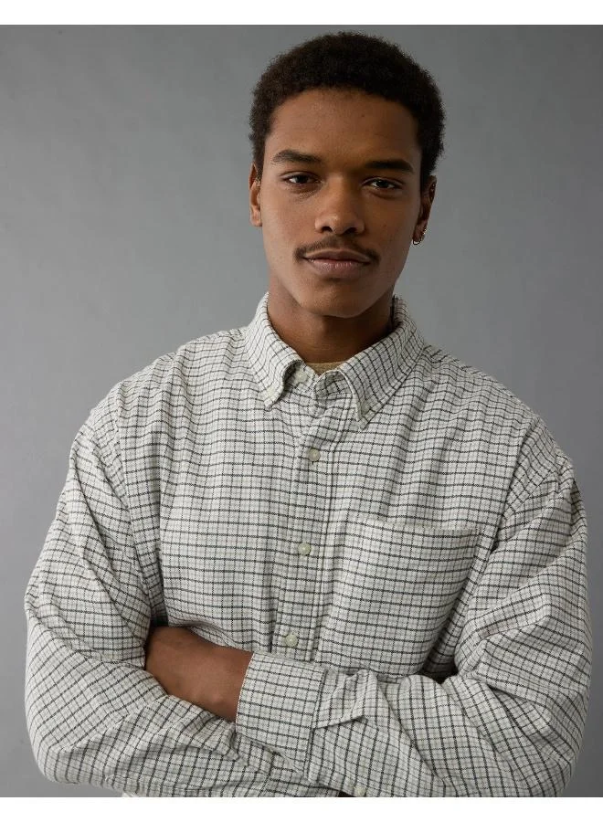 امريكان ايجل AE Everyday Plaid Flannel Button-Up Shirt