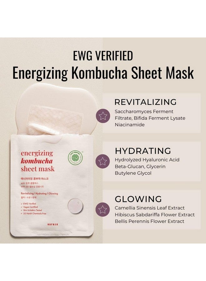 VARUZA Ewg Verified Kombucha Sheet Mask Lyocell 3D Snow Crystal Sheet Fermented Bifida 20 Harsh Chemicals Free Clean & Radiant Skin (10 Count (Pack Of 1)) - Image 1