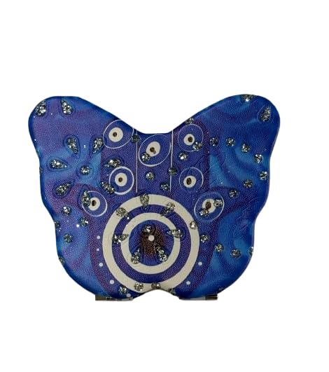Portable Compact Butterfly Design Metal and Glass Mirror with Stones 2x1 Magnification for Makeup and Bags for Women - Image 3