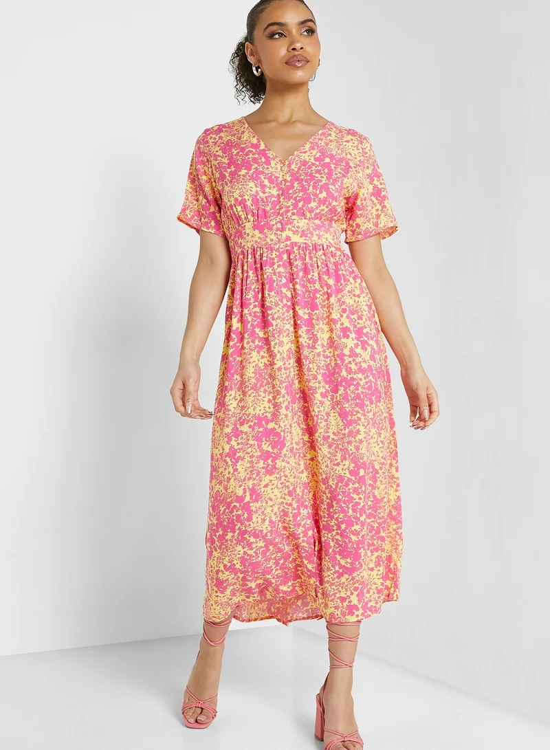 ONLY Floral Printed Button Detail Dress