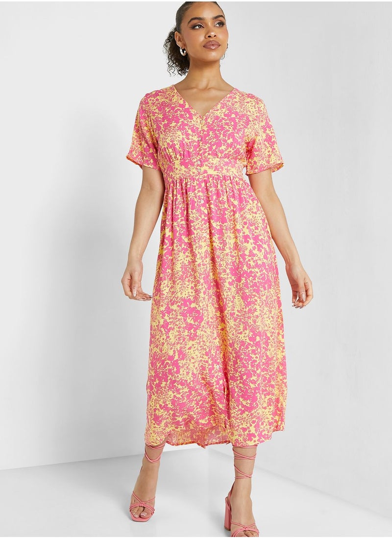 ONLY - Floral Printed Button Detail Dress - Image 1