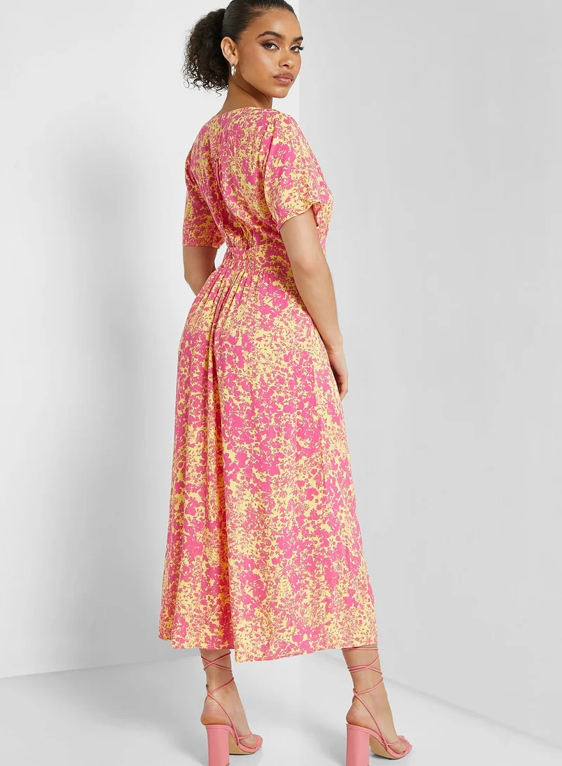 ONLY Floral Printed Button Detail Dress