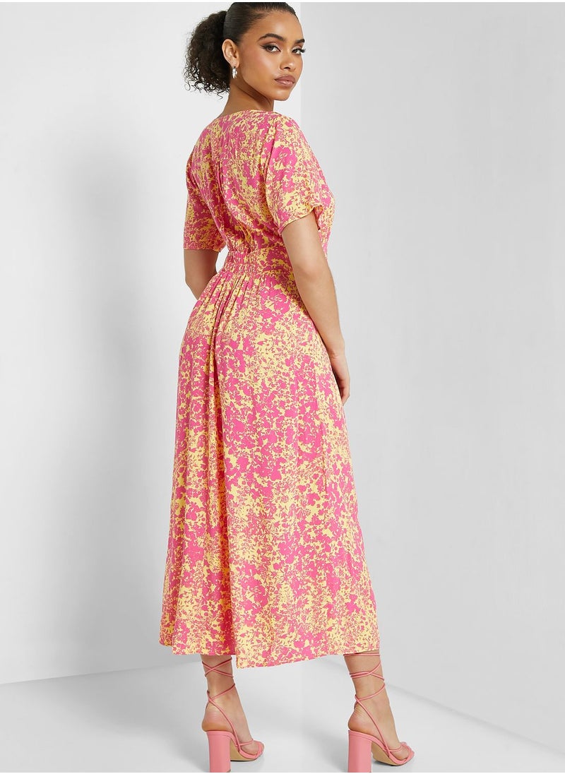 ONLY - Floral Printed Button Detail Dress - Image 1