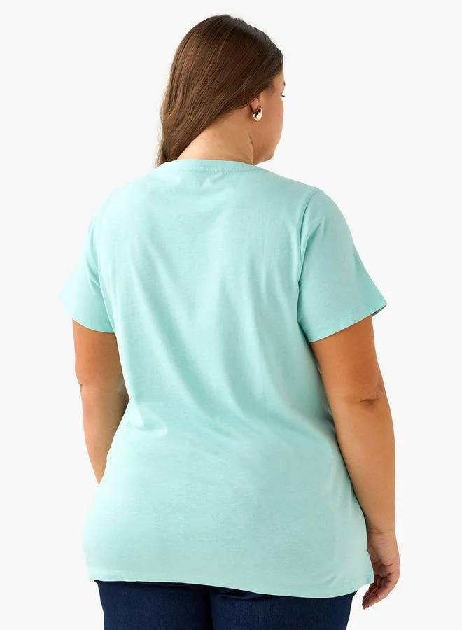 Ulla Popken Ulla Popken Relaxed Fit T-shirt with Floral Print