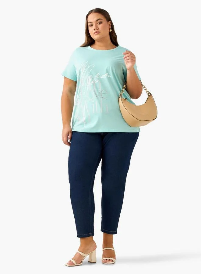 Ulla Popken Ulla Popken Relaxed Fit T-shirt with Floral Print